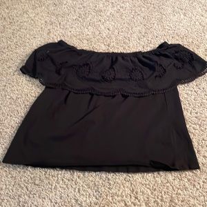 Off the shoulder eyelet detail top